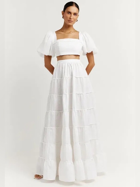 DISSH Dresses & Skirts - NWT SET DISSH two piece linen skirt and cropped top set with duster bag